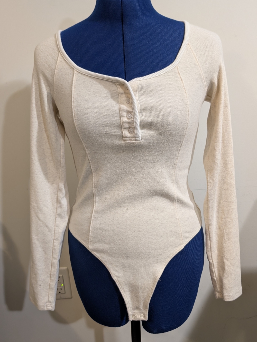 aerie Women's Light Cream Bodysuit Top